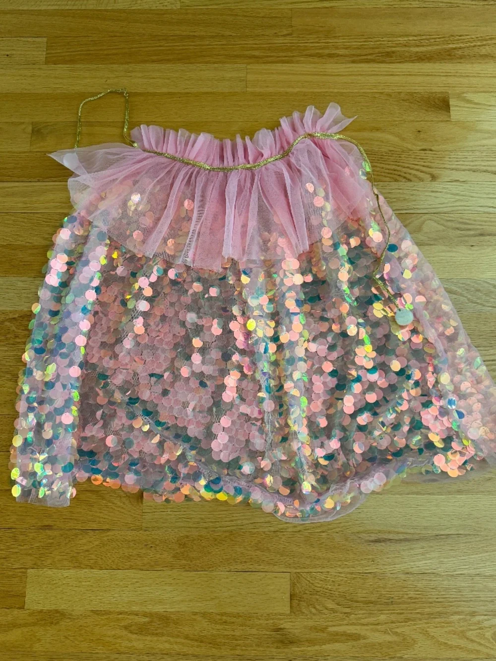 Girls Princess Cape Pink Iridescent Sequins
